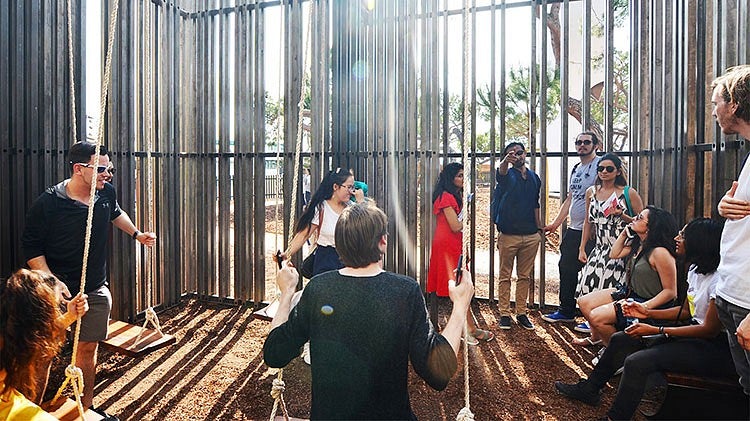 people inside the Pakistan Pavillion, curated by Sami Chohan for the 2018 Venice Biennale